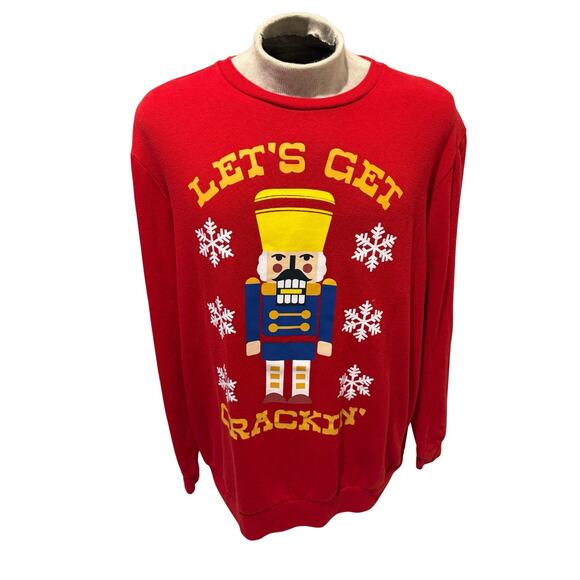 Holiday Time Nutcracker Ugly Christmas Sweater Let’s Get Crackin’ 2XL - Picture 1 of 2